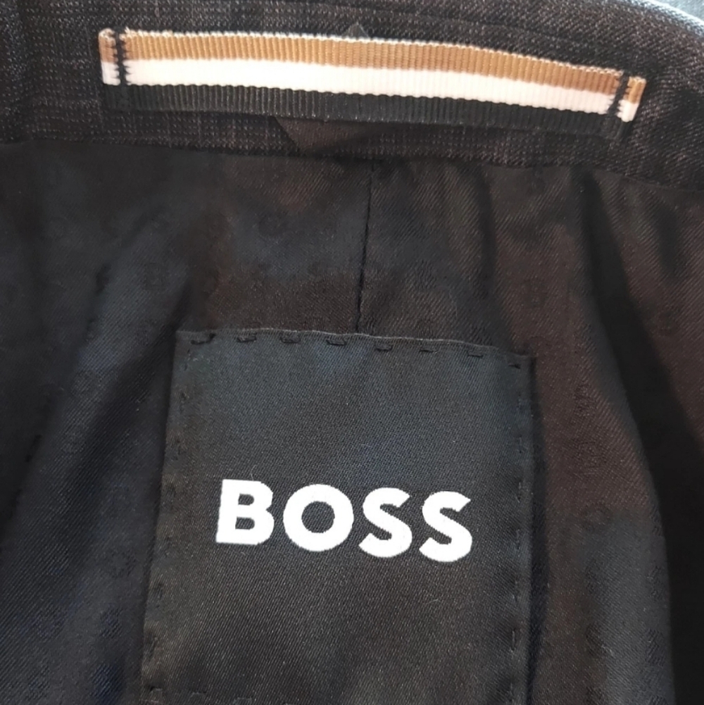 Hugo Boss Mens Blazer Size 38 Regular Black Check Super 130 Slim Fit Bi Stretch - Picture 8 of 12
